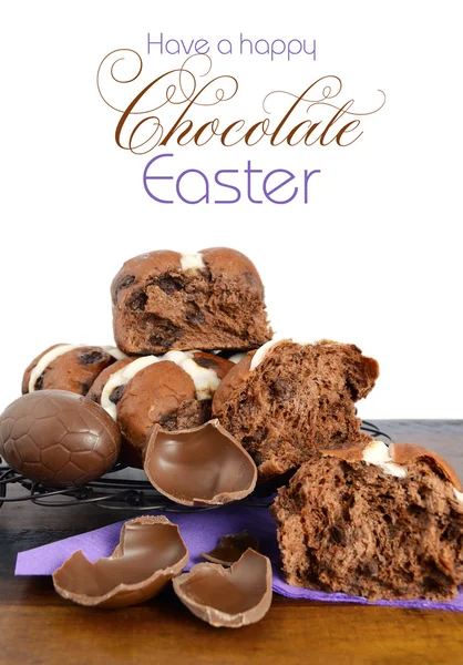 Chocolate Easter Hot Cross Buns Stock Picture