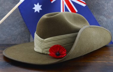 ANZAC slouch hat with Australian Flag clipart