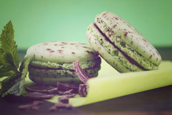 Macaroons de hortelã-chocolate — Fotografia de Stock