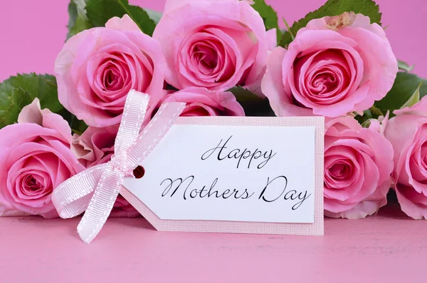 Szczęśliwy dzień matki różowe róże tło. Obraz Stockowy