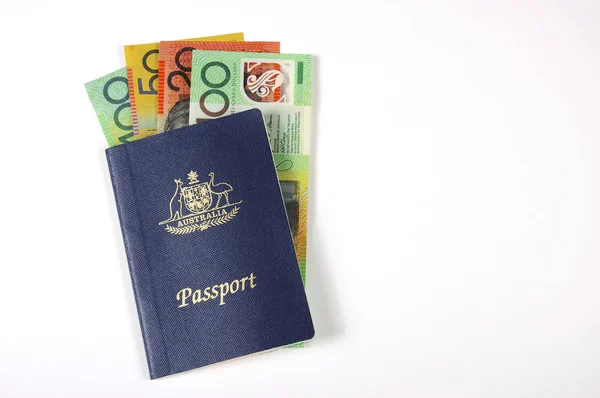 Avustralya para pasaport ile. — Stok fotoğraf