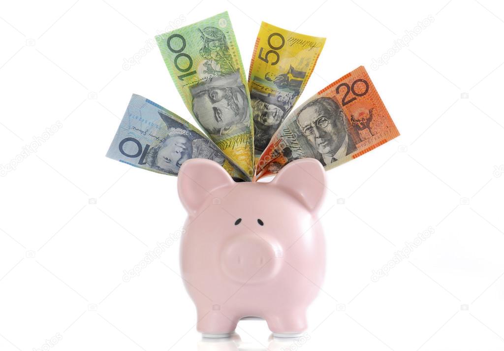 Australian Money with Piggy Bank