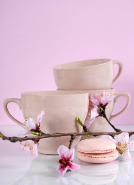 Vintage bardak ile pembe macaron tanımlama