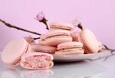 Eski püskü şık vintage tarzı pembe macarons
