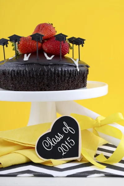 Graduation Day Party with Chocolate Cake. — Stock Photo, Image