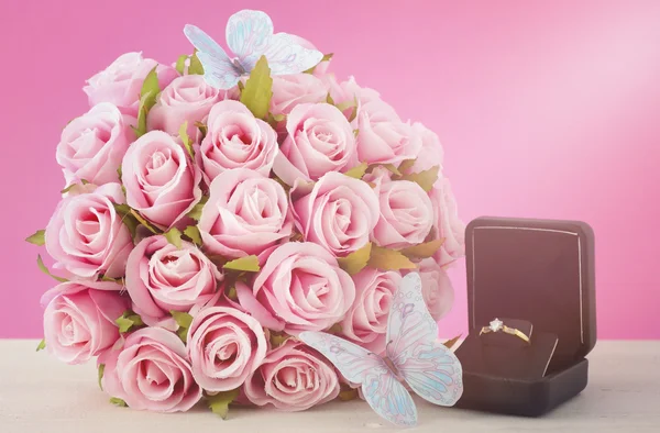 Concept de bouquet de mariage à thème rose et blanc . — Photo