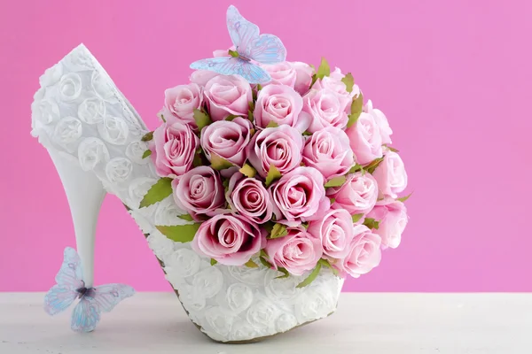 粉色和白色主题婚礼花束概念. — 图库照片