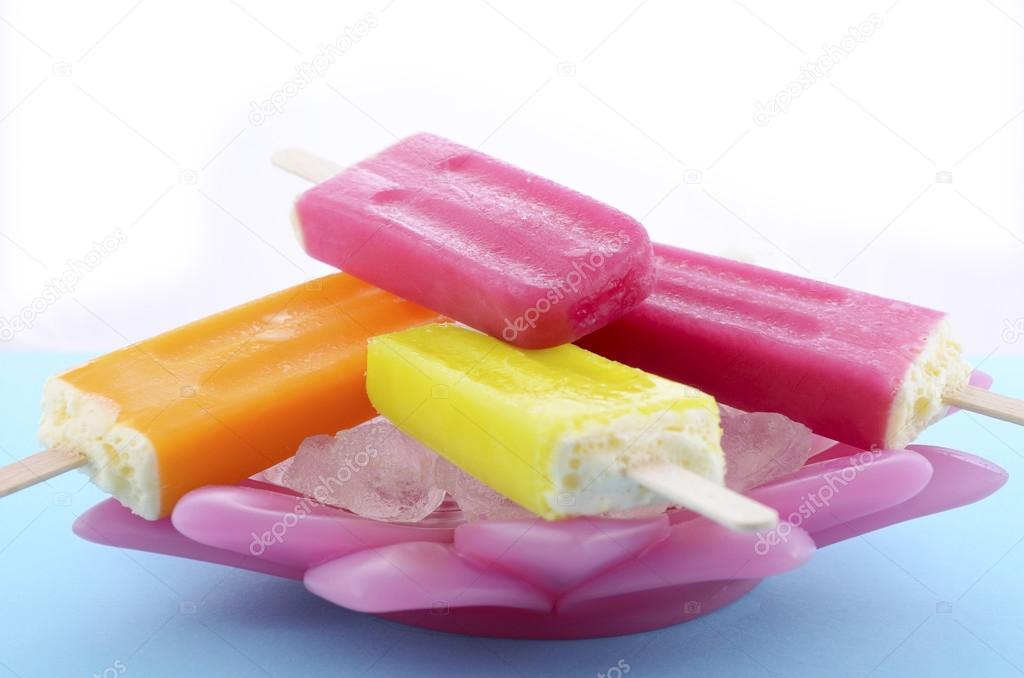 Summer is Here concept with bright color ice creams