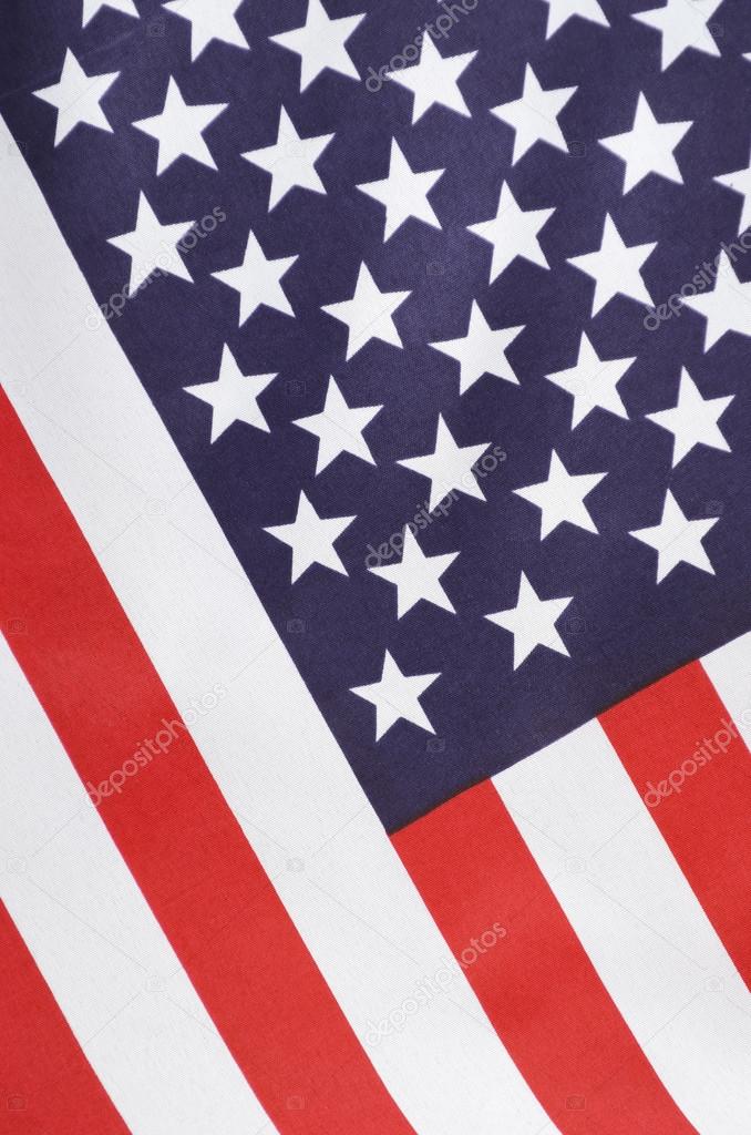 USA Stars and Stripes Flag on Dark Wood