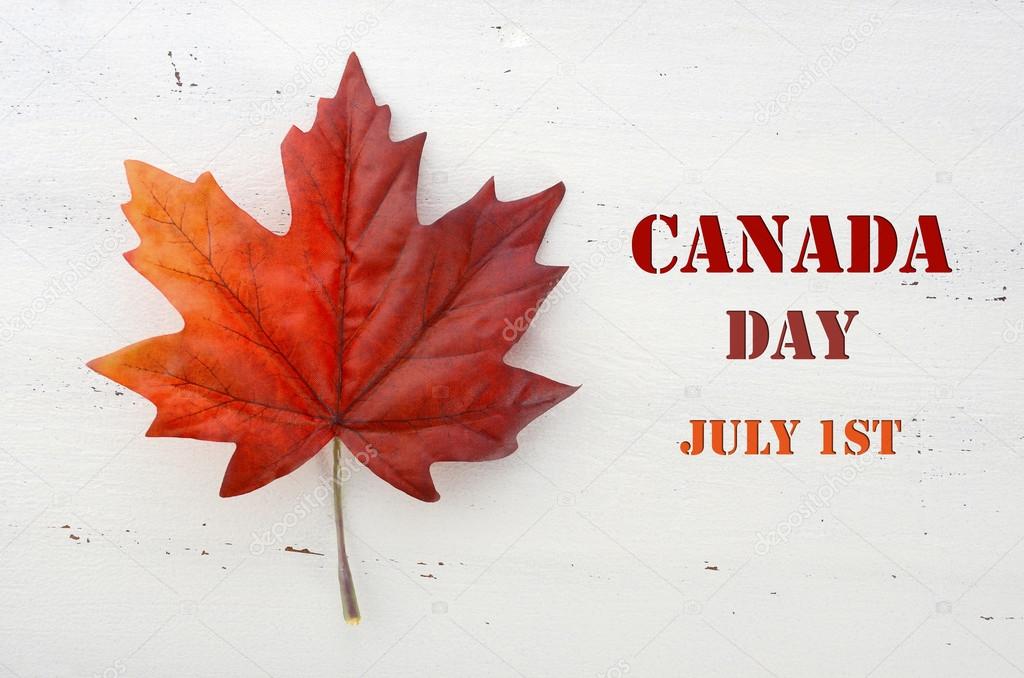 Happy Canada Day red silk maple leaf 
