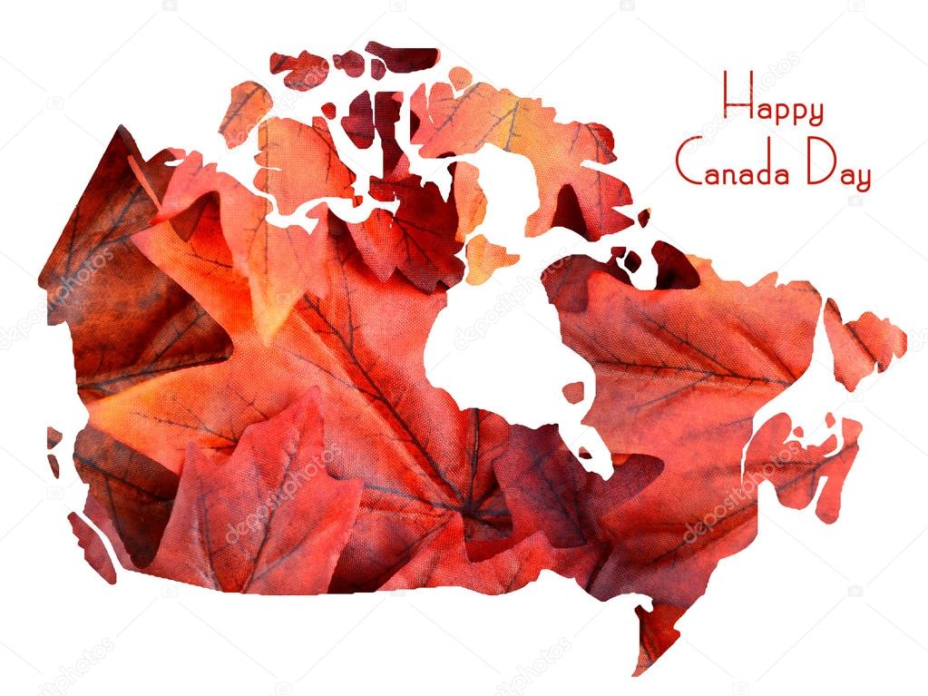Red Maple Leaves in shape of Canada map