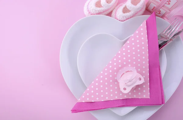 Its a Girl pink theme baby shower table setting — Stock fotografie