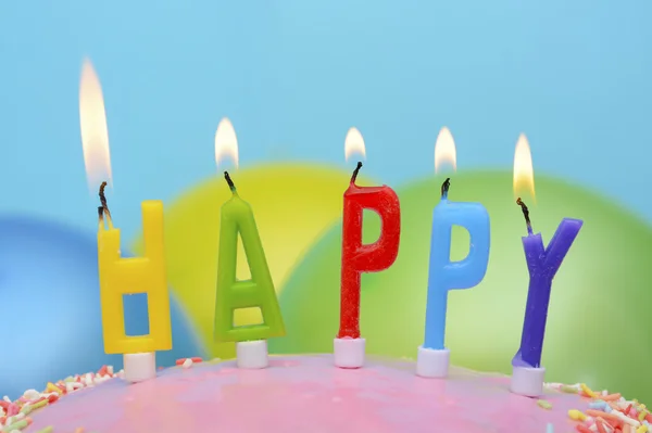 Mesa de festa de aniversário feliz — Fotografia de Stock