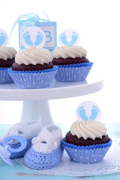 Es un niño azul bebé ducha Cupcakes — Foto de Stock