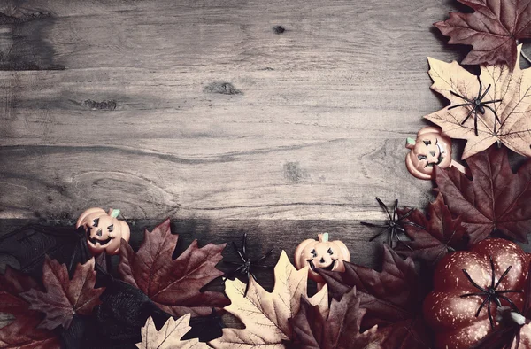 Glücklich Halloween Holz Hintergrund mit Copyspace. — Stockfoto
