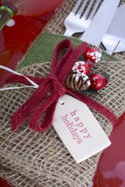 Vintage style Christmas Table Setting — 图库照片