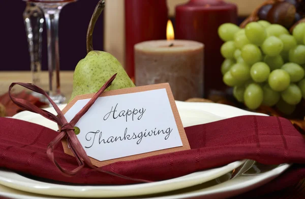 Happy Thanksgiving classic table setting. — Stock Photo, Image