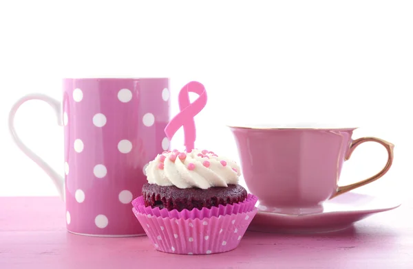 Pink Ribbon Charity for Womens Health Awareness Cupcakes. — Stockfoto