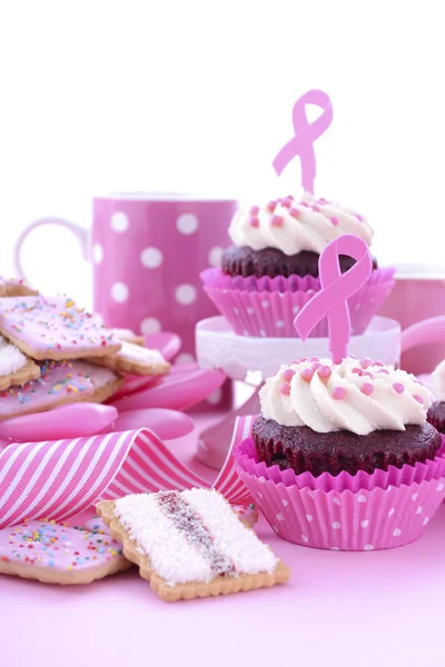 Caridade de fita rosa para o chá da manhã de conscientização de saúde das mulheres . — Fotografia de Stock