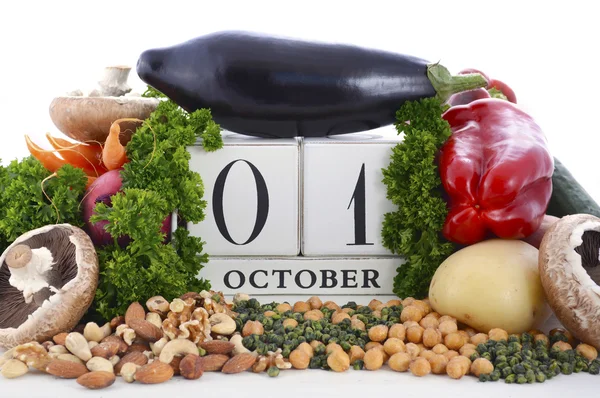 Dia Mundial do Vegetariano legumes, nozes e legumes . — Fotografia de Stock