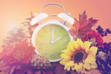 Autumn Fall Daylight Saving Time Clock Concept