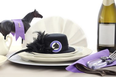 Horse Race Day Ladies Luncheon table setting. clipart
