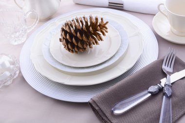 Elegant Formal Dining Thanksgiving Table Setting.
