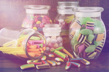 Happy Halloween Candy in Glass Apothecary Jars
