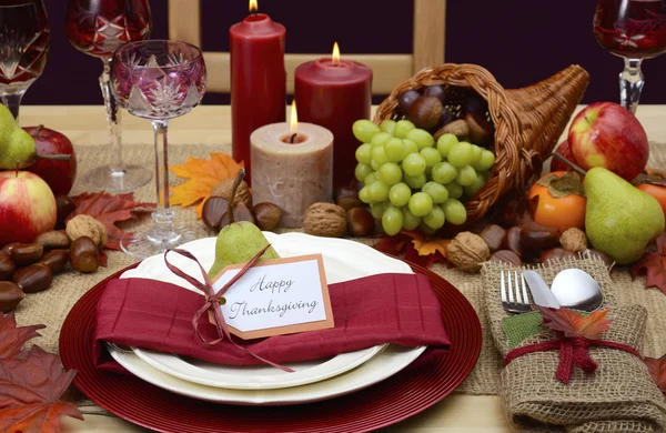 Country style rustic Thanksgiving table setting Stockafbeelding