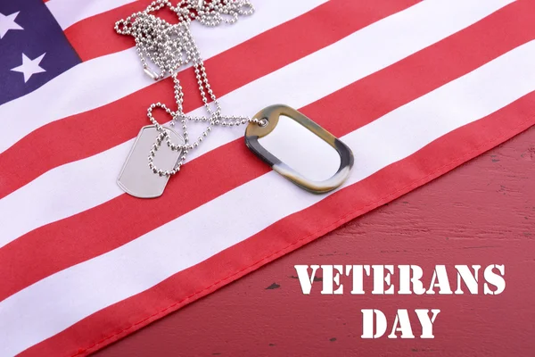 Veterans Day USA Flag with dog tags