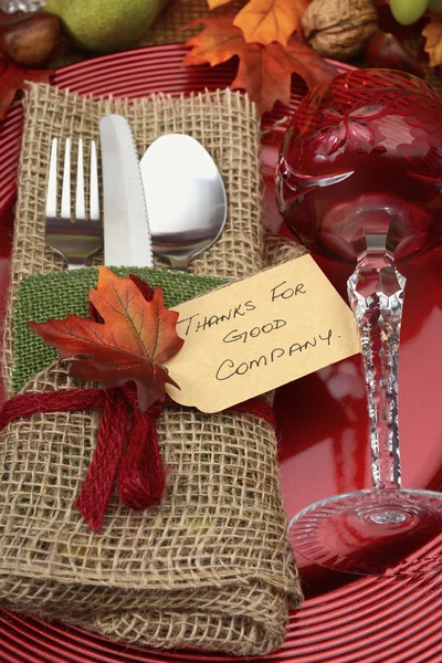 Rustic Thanksgiving Table Place Setting — Stock Photo, Image