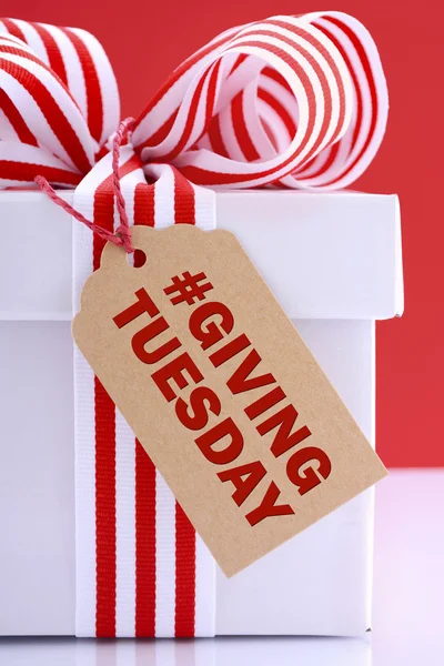 Red and white Giving Tuesday gift. — Stock Photo, Image