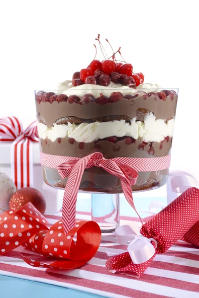 Festive Black Forest Trifle Dessert — Stock Photo, Image