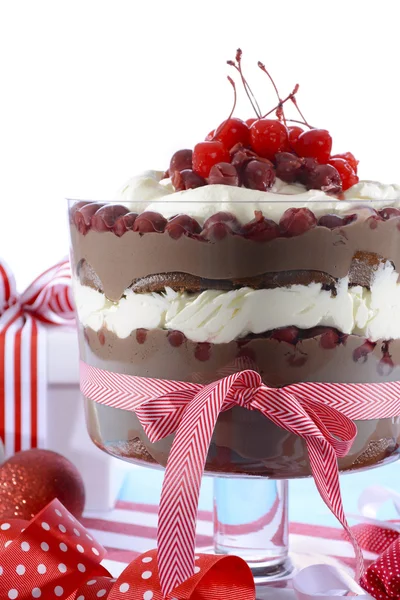 Festive Black Forest Trifle Dessert — Stock Photo, Image