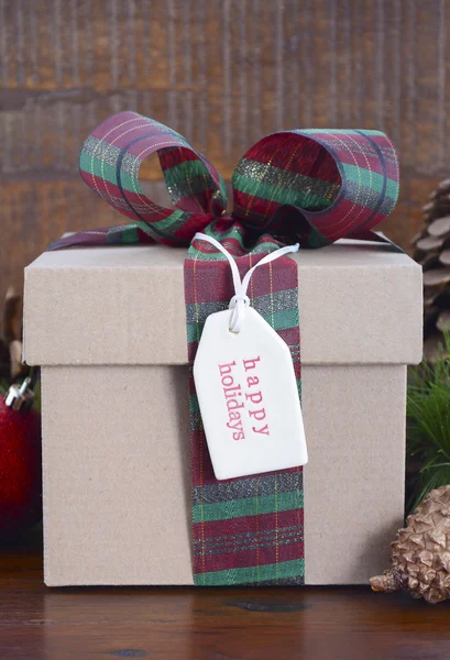 Natural rustic Christmas holiday gift — Stok fotoğraf