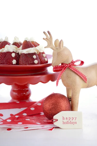 Christmas Strawberry Santas — Stock Photo, Image