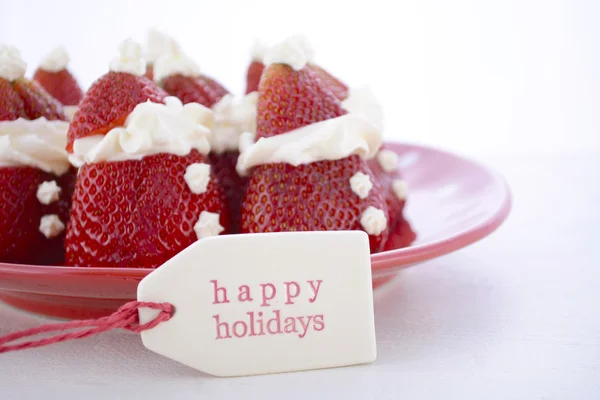 Christmas Strawberry Santas — Stock fotografie