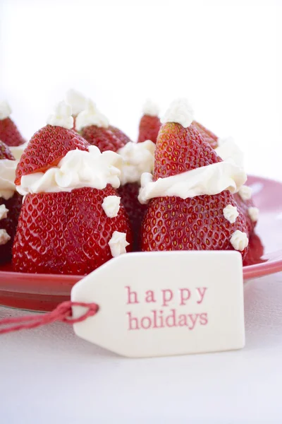 Christmas Strawberry Santas — ストック写真