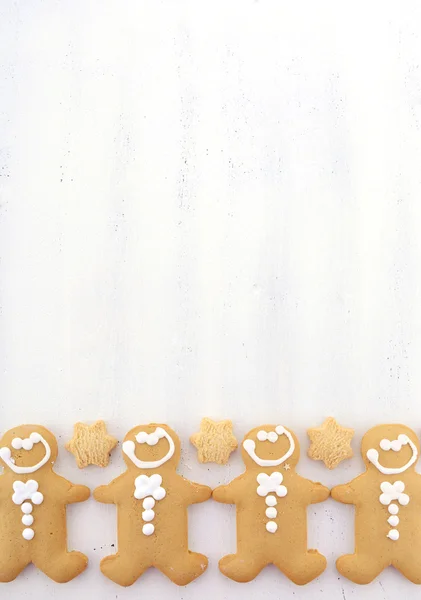 Christmas background with gingerbread borders. — Zdjęcie stockowe