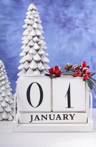 Calendario de bloques de madera de año nuevo — Foto de Stock