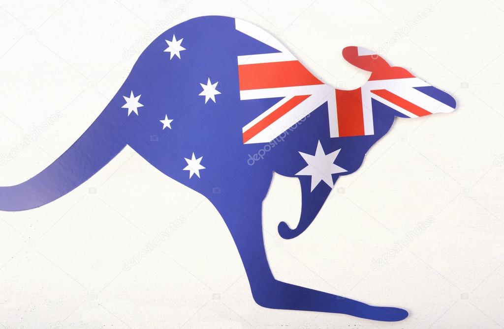 Kangaroo shaped Australian flag.