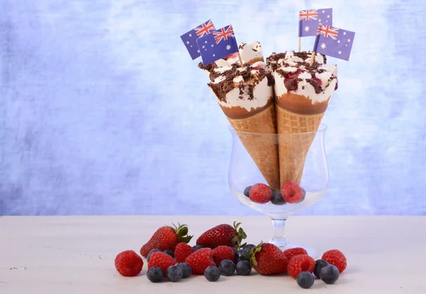 Feliz Día de Australia fiesta helados conos . —  Fotos de Stock