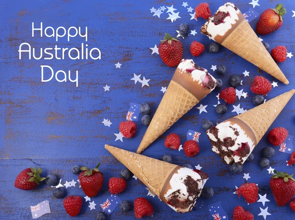幸せなオーストラリアの日パーティ アイス クリーム コーン. — ストック写真