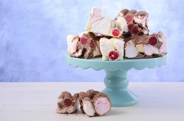 Festive chocolate, cherry and nut candy. — Stock Photo, Image