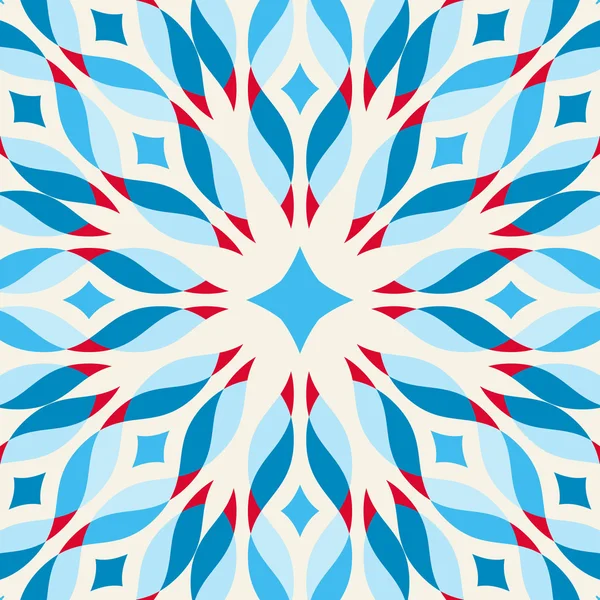 Floor tile - fantastic flower in blue and red — Stock Vector