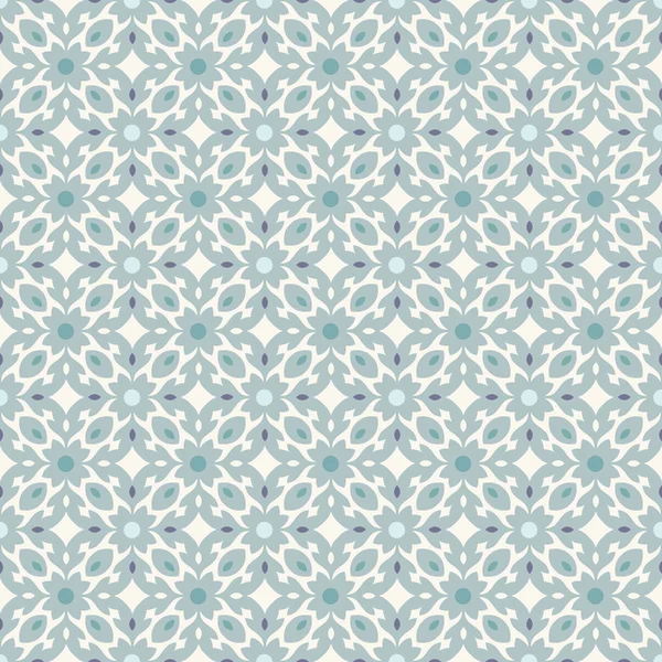 小さな花と葉は青緑色でレトロな床タイル パターン — ストックベクタ