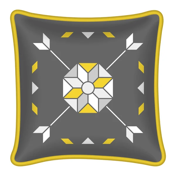 Almohada decorativa de tiro, patrón gris y amarillo — Archivo Imágenes Vectoriales