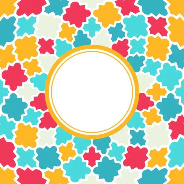 Kulatý rám s vzorem Multicolor Quatrefoil — Stockový vektor