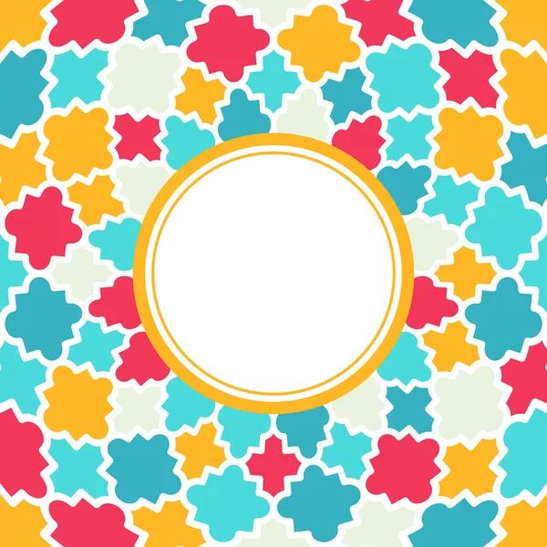 Marco redondo con patrón multicolor Quatrefoil — Archivo Imágenes Vectoriales