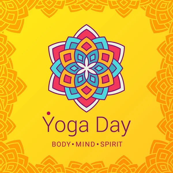 Giornata di yoga progettazione evento — Vettoriale Stock